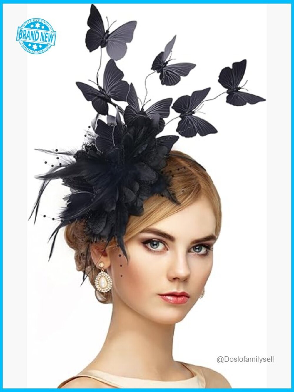 Butterfly Fascinator Hat Derby Tea Party Headband Elegant Feather Hair Accessory